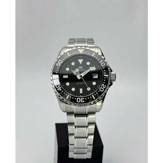 Custom Grand Seiko Mod • Premium Black Silver GS w/ Lumed Bezel • 44mm